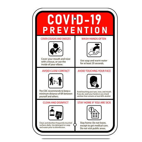 COVID-19 Prevention Parking Sign - 12x18in .080 Aluminum REFLECTIVE