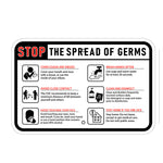 Stop the Spread of Germs Parking Sign - 12x18in .080 Aluminum REFLECTIVE