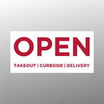 Banner Open for Takeout, Curbside, Delivery