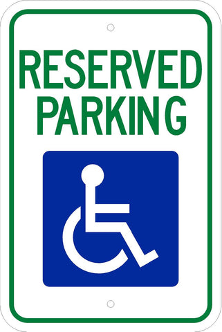 Handicap Reserved Parking Sign - 12x18in .080 Aluminum