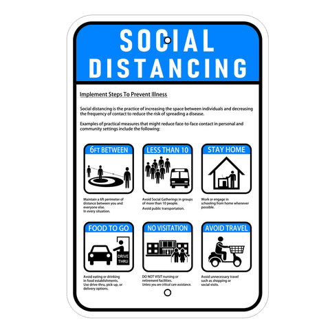Social Distancing Parking Sign - 12x18in .080 Aluminum REFLECTIVE