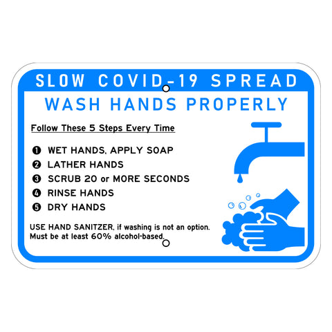COVID-19 Hand Washing Parking Sign - 12x18in .080 Aluminum REFLECTIVE